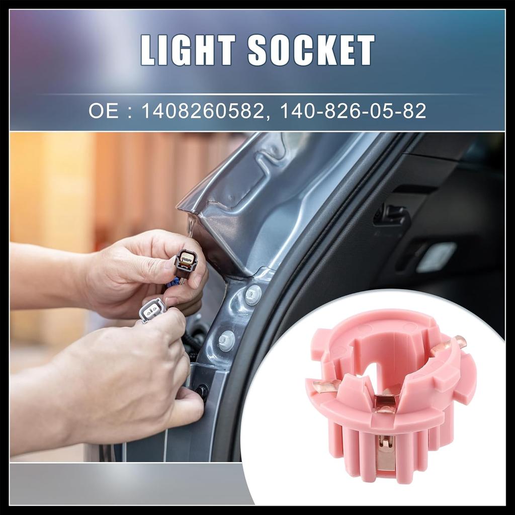 2 Pcs Rear Tail Light Lamp Bulb Socket No.A2108260082 for Mercedes-Benz E320 1996-2002 W210 for W220 S430 S500 2000-2006 Plastic Pink Durable