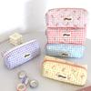 Cute Color Blocking Checkered Pencil Case, Girls' Stationery Storage Bag, Large Capacity Cosmetics and Miscellaneous Storage Bag