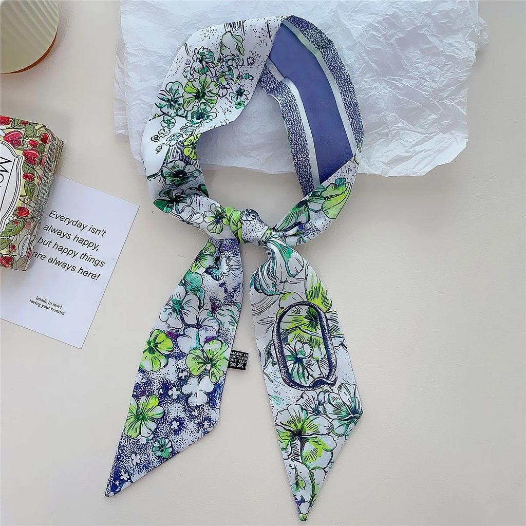 26 Letter Printed Headband 100x6cm Fashion Small Silk Scarf For Women New Design Brand Scarves Women's Bags Hair Tie Accessories