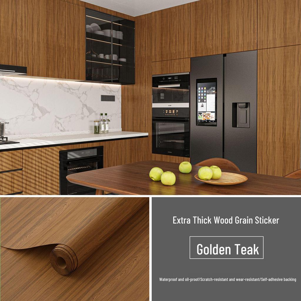 Folha Autoadesiva Espessa com Grão de Madeira: Adesivo de Madeira Falsa para Armários, Roupeiros, Portas, Mesas e Móveis