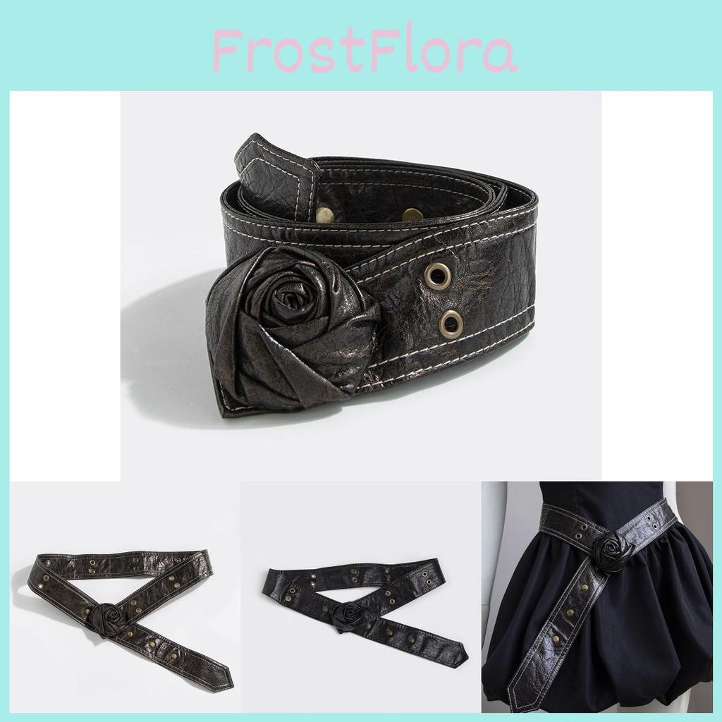 Fashion Flower Rose Waist Belt For Women With Faux Leather Adjustable Strap