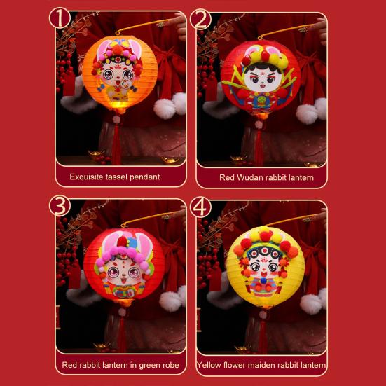DIY Lantern Kit with Soft Light LED Bulb Rabbit Design Mid-Autumn Festival Lantern Material Pack Parent-Child Fun Crafting Set