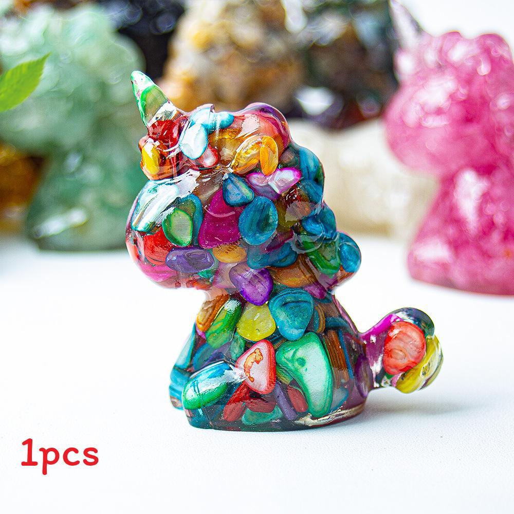 Unicorn Resin Figurine With Handcrafted Crystal Texture For Home Decor And Giftgiving