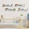 4Pcs Wooden Dinosaur Hanging Doorplate Creative Wall Signage Wall Decoration Door Pendant  Home