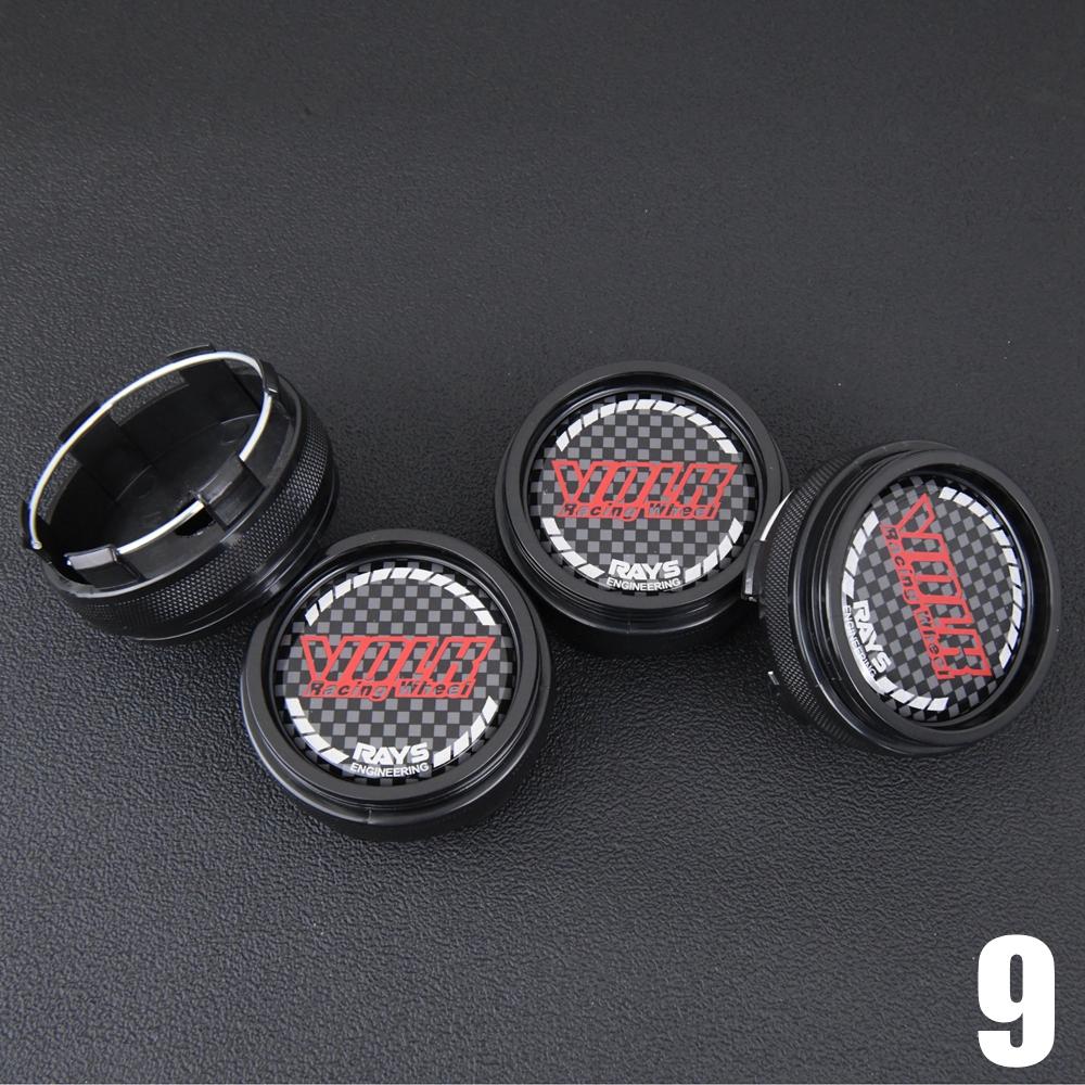 4PCS JDM Sport Rim Cap Clip 62mm VOLK RAYS Emblem Sticker Wheel Center Hub Caps Car Cover Cap Black & Silver