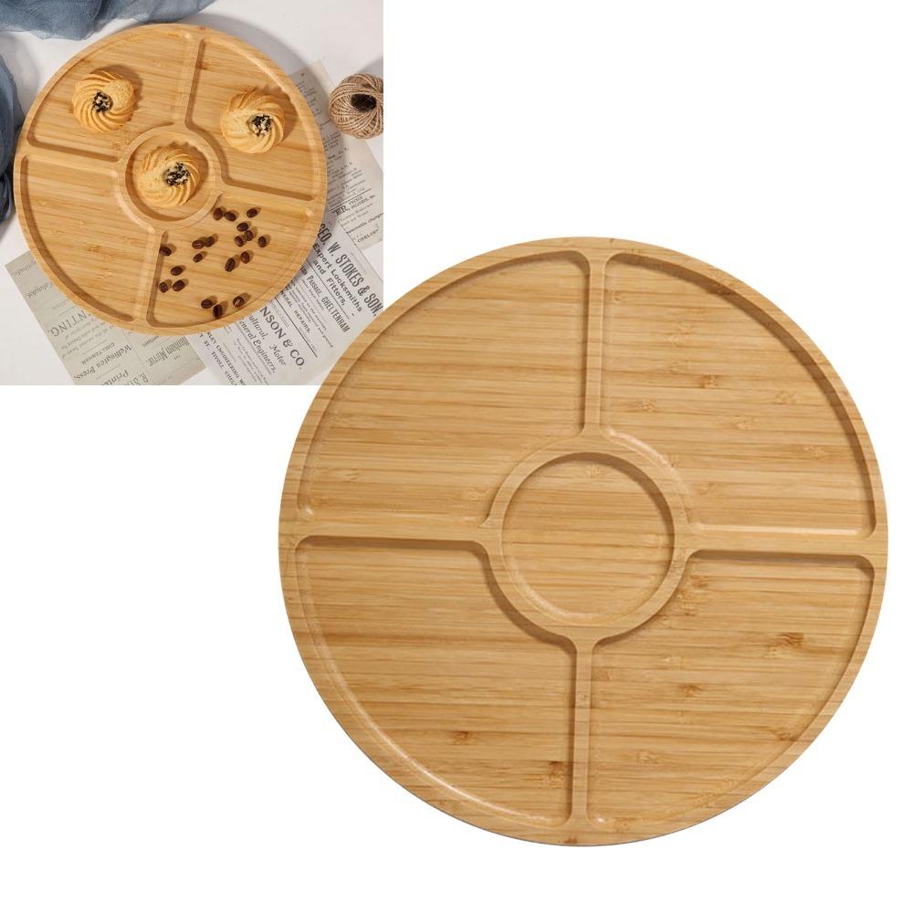 Burr‑free Tea Tray Thickened Tea Platter Bamboos Grain Serving Plate Dessert Arrangement Round Shaped