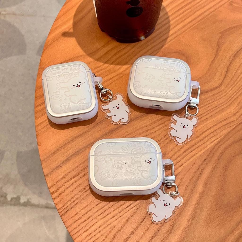 Photo frame plating cute white happy dog for apple AirPods 1 earphone case bluetooth pro1 earphone cover