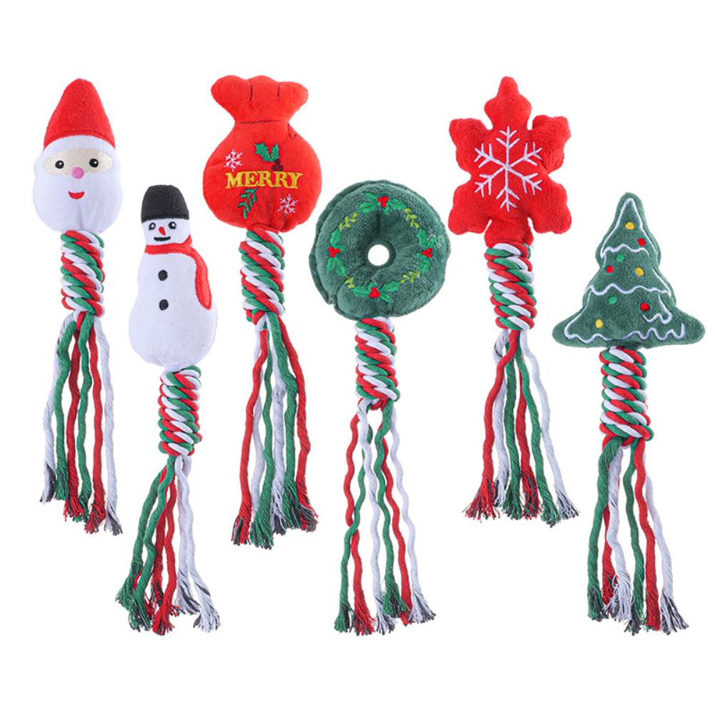 Christmas Pet Cotton Rope Toys Dog Interactive Toy Bite Resistant Dog Toy Christmas Gift Pets Toys
