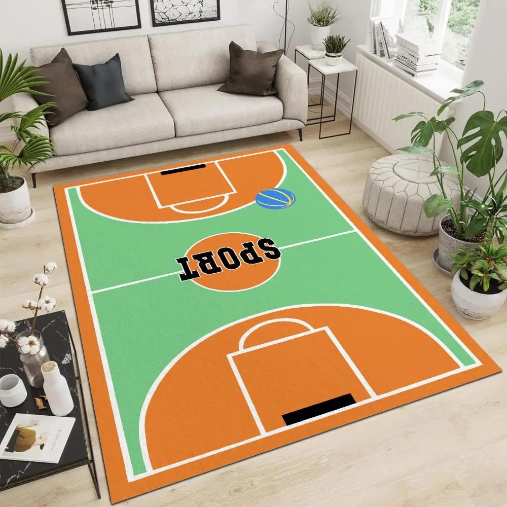 Children's Football Field Area Rug, Creative Football Field Pattern Carpet,Non-Slip Living Room Floor Mat Suitable for Game Room
