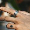 Adjustable Open Ring Men Women Vintage Sun Relief Carved Geometric Plated Statement Band