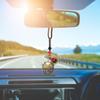 Lucky Cat Rearview Mirror Pendant with Five Emperors Feng Shui Co, Brass Maneki Neko Charm for Good Luck and Wealth, Tassel Hanging Decoration, Car
