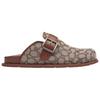 Coach Leather Round Toe Flat Slide Sandals Men Footwear Brown CAQ92-XVU