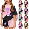 Kid Patriotic Outfit - Short Sleeve & Shorts 2-Piece Set For Girl