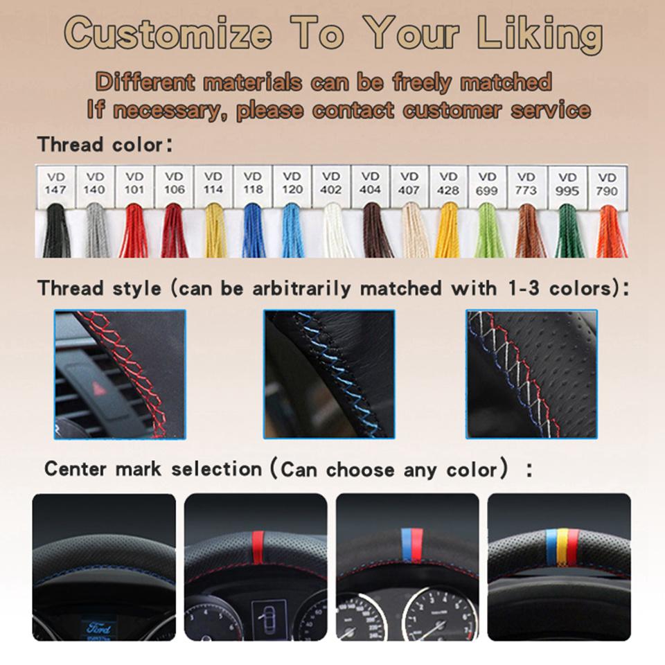 Custom Car Steering Wheel Braid Cover 100% Fit For Mazda 3 Axela 2019 2020 CX-30 2020 MX-30 2020 Auto Interior Accessories