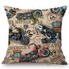 Classic Us Route 66 Vintage Motorcycle Poster Art Home Decorative Pillow Cover Retro American Style Cotton Linen Cushion Covers