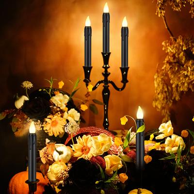 LED Candle with Flickering Flame, Battery Operated with Timer Remote ,For Home Decor, Christmas, Halloween, Black Candle Lamp