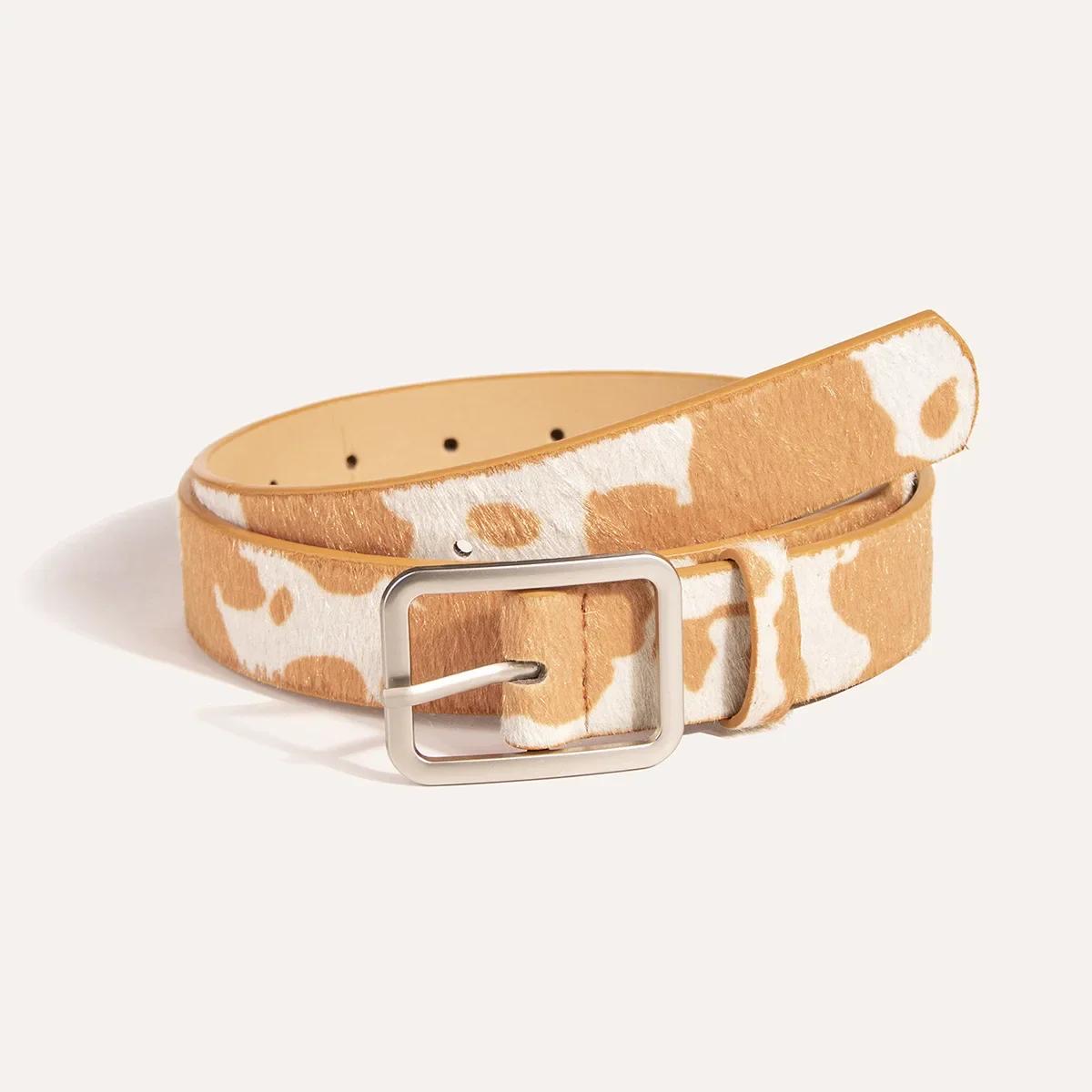

Newest 2.9cmX100cm Wide woman Square buckle Belt dairy cattle Striped Print Ladies Dress Belt Clothing accessories decoration nai niu wen2.9X100cm