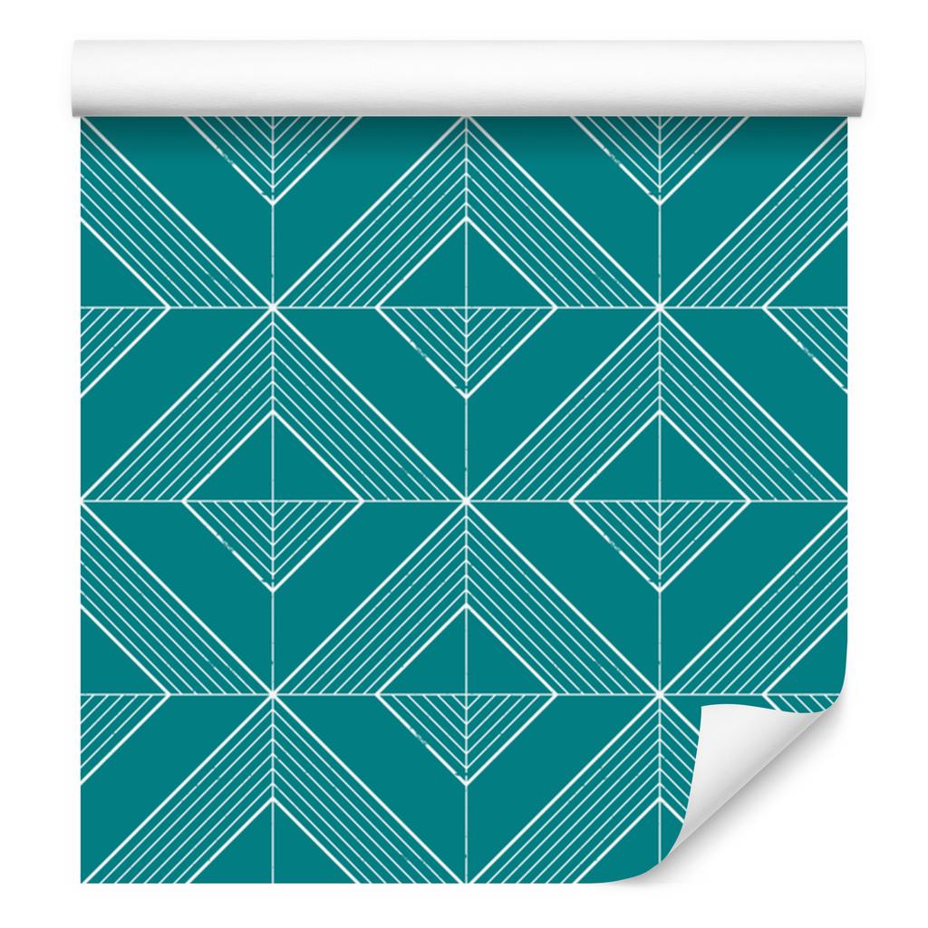 Wallpaper Geometric Rhombuses Turquoise, Center Turquoise 50x1000