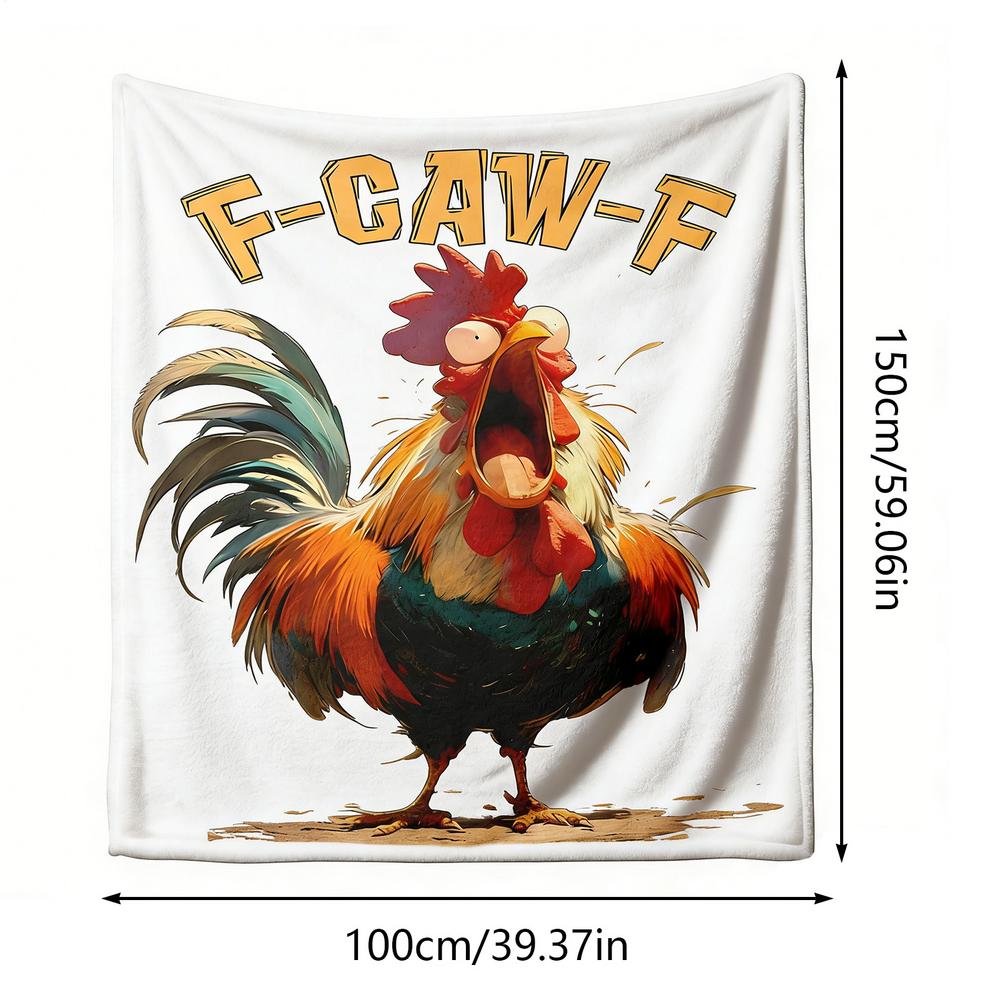 Funny F-Caw-F Chicken FCAWF Plush Blanket Novelty Velvet Throw Blanket For Home Decor Super Warm Holiday Stocking Stuffers