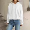 Women's Loose Long Sleeved Pullover With Drawstring And Pocket Hooded Solid Color Hoodie