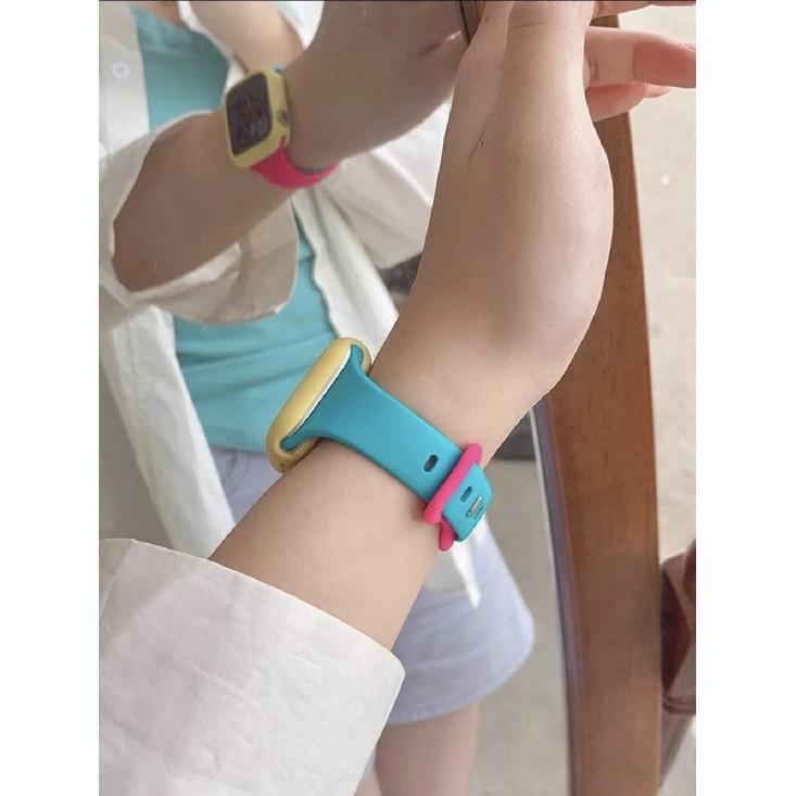 2 in1 Band Silicone protective shell case For Apple Watch cover strap Series 10/9/8/7/6/5/4/3 38mm 40mm 41mm 42mm 44mm 45mm 46mm