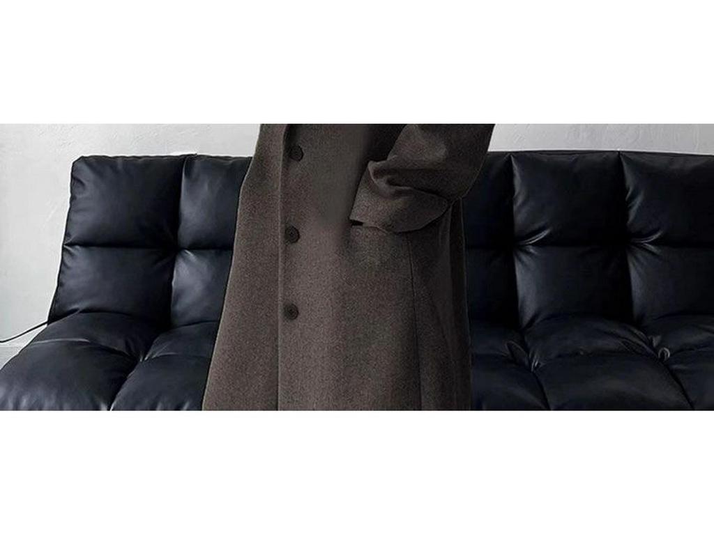 Men's Black Mid-Length Woolen Trench Coat – Autumn/Winter Loose Fit, Thickened Korean Style.