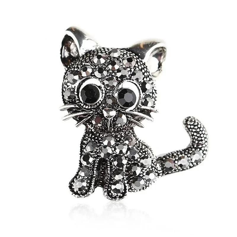 Cute Little Cat Brooches Pin Up Jewelry For Women Suit Hats Clips Antique Silver Jewelry Home Decor