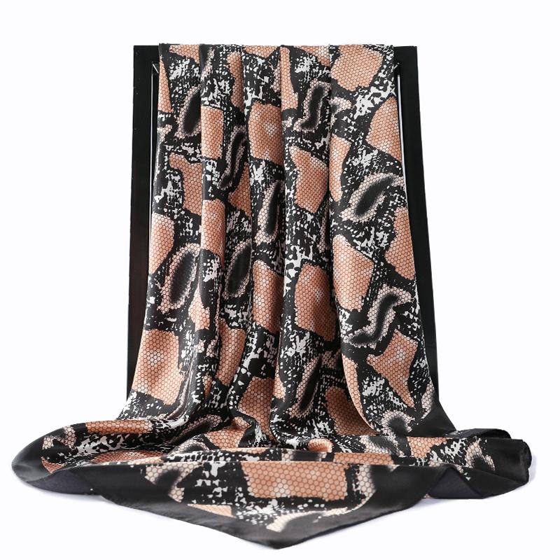 90X90CM Square Women Scarves Silk Office Ladies Hair Neck Bandanna Headband Foulard Headcloth Muslim Headscarf Female Muffler