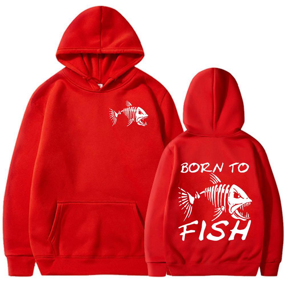 Born To Fish Funny Fashion Fisherman Hoodies Humor Fishing Lover Long Sleeves Sweatshirts Men's Clothing Loose Pullovers