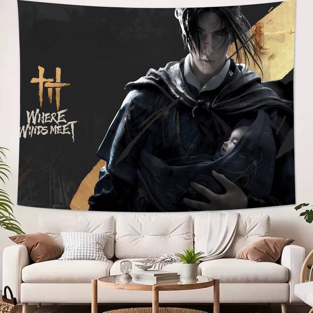 Fashion Hot Cool Video Game Where Winds Meet Tapestry Wall Hanging Wall Rugs Dorm Decor Blanket Camping Decoration Tapestry