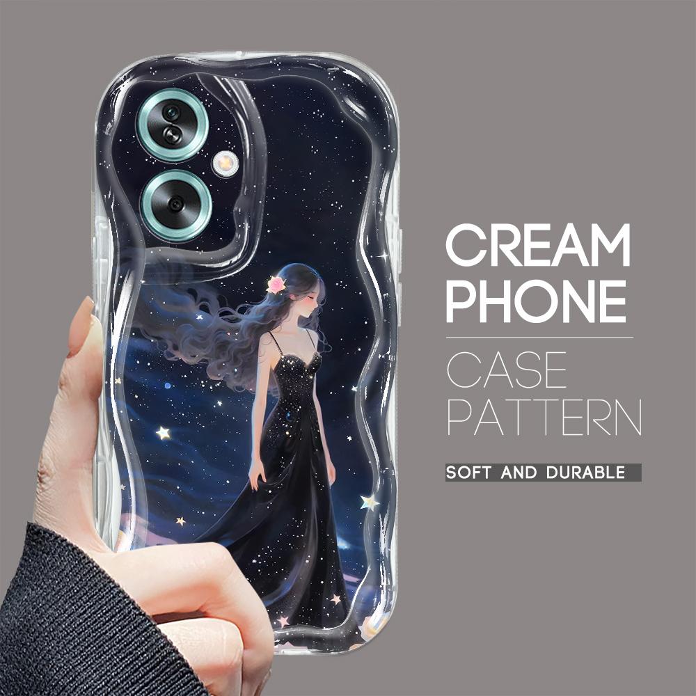 

Милый мультяшный узор, кремовая текстура, мягкий силиконовый чехол с волнистыми краями, чехол для телефона для OPPO Reno Realme OPPO A80 прозрачный