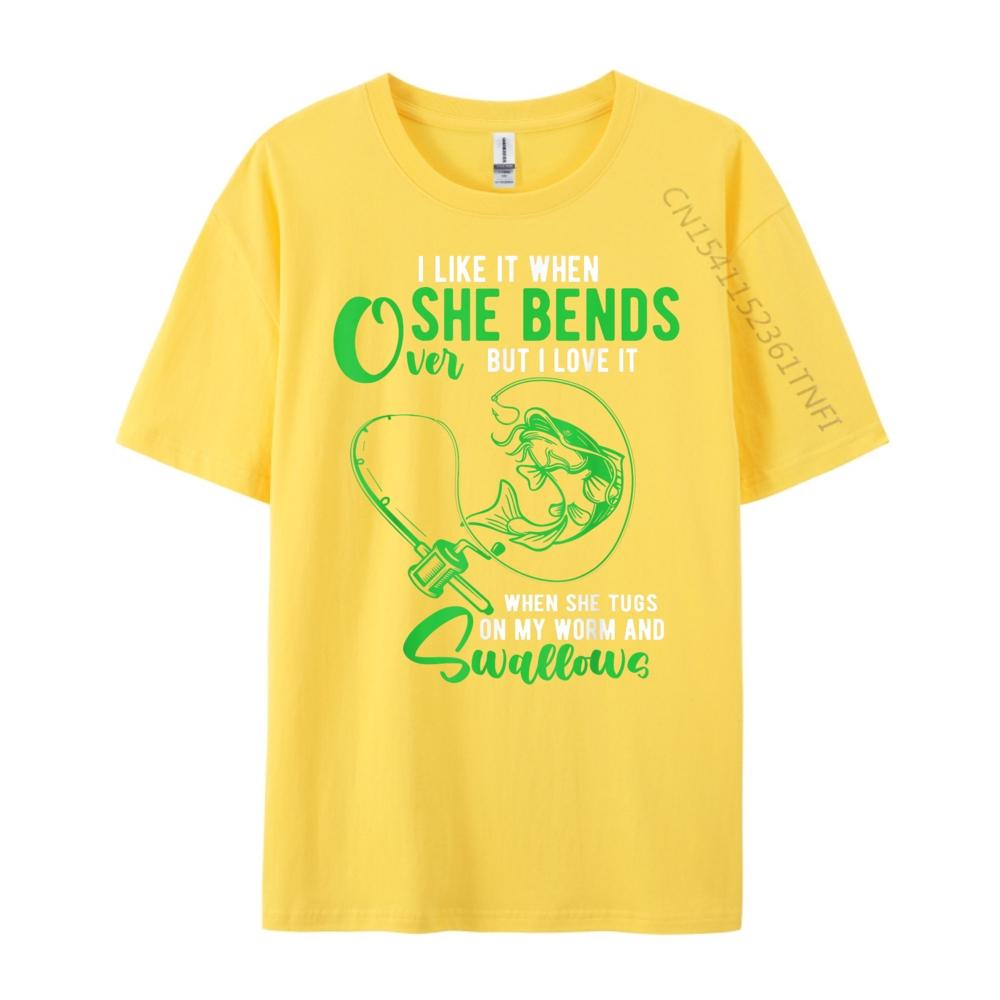 Mens I Like It When She Bends Over Funny Fishing Adult Humor Vintage T Shirts Designer Clothes Men