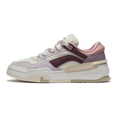 Li Ning Chan Chen Trendy Comfortable Shock Absorbing Warm Low Top Skate Shoes Women Skate Shoes White Purple AGCS246-4