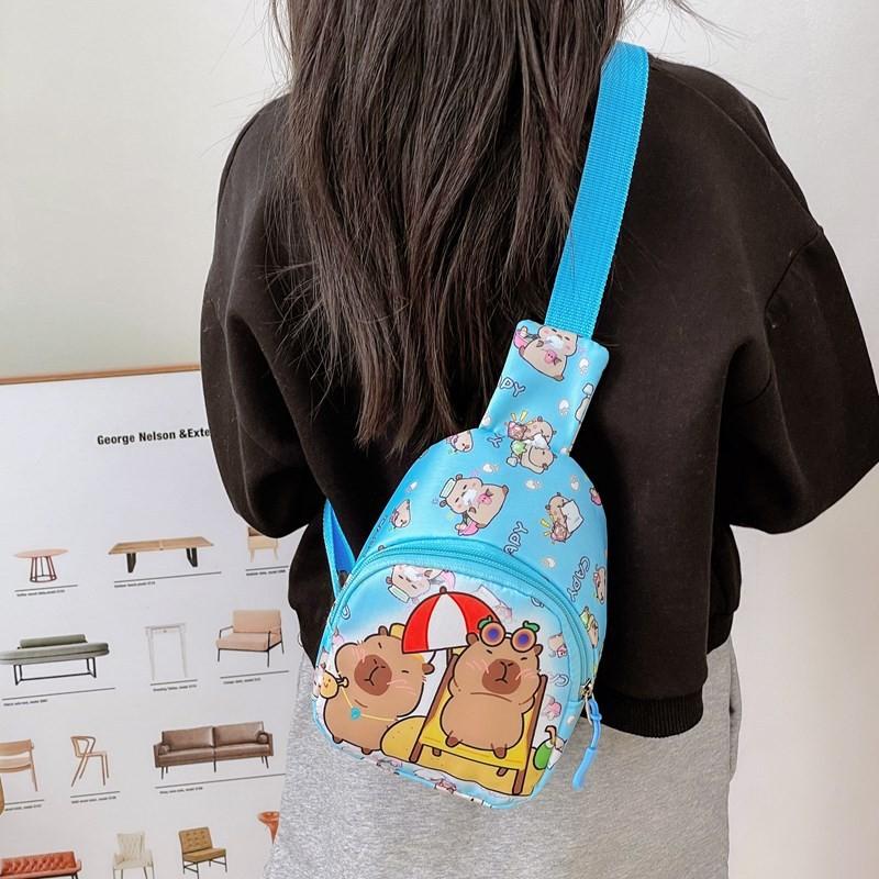 Printed Capybara Shoulder Crossbody Chest Bag Children Cartoon Leisure Outdoor
