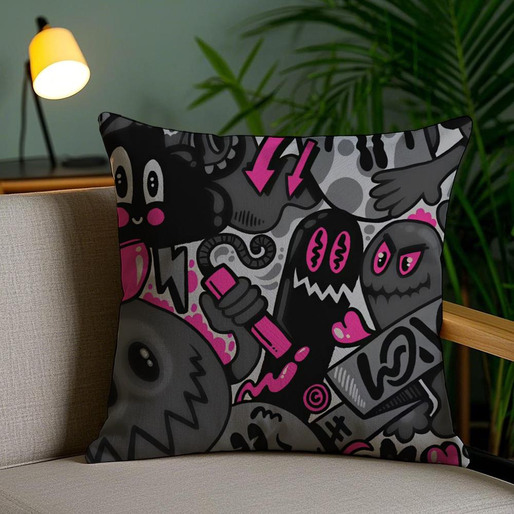 Abstract Painting Cushion Cover Plush Fabric Soft Double-Sided Printed Invisible Zipper Sofa Pillow Case Home Decor