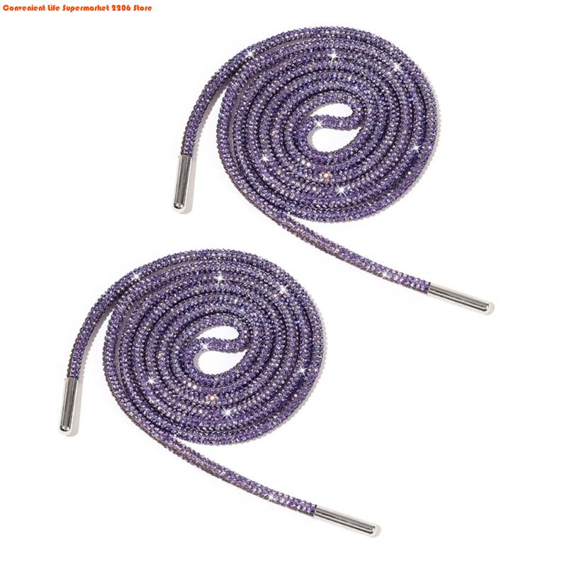 2Pcs Rhinestones Shoelaces 140cm Glitter Round Laces Shining Crystal Shoe Lace Strings Drawstring Cords Replacement