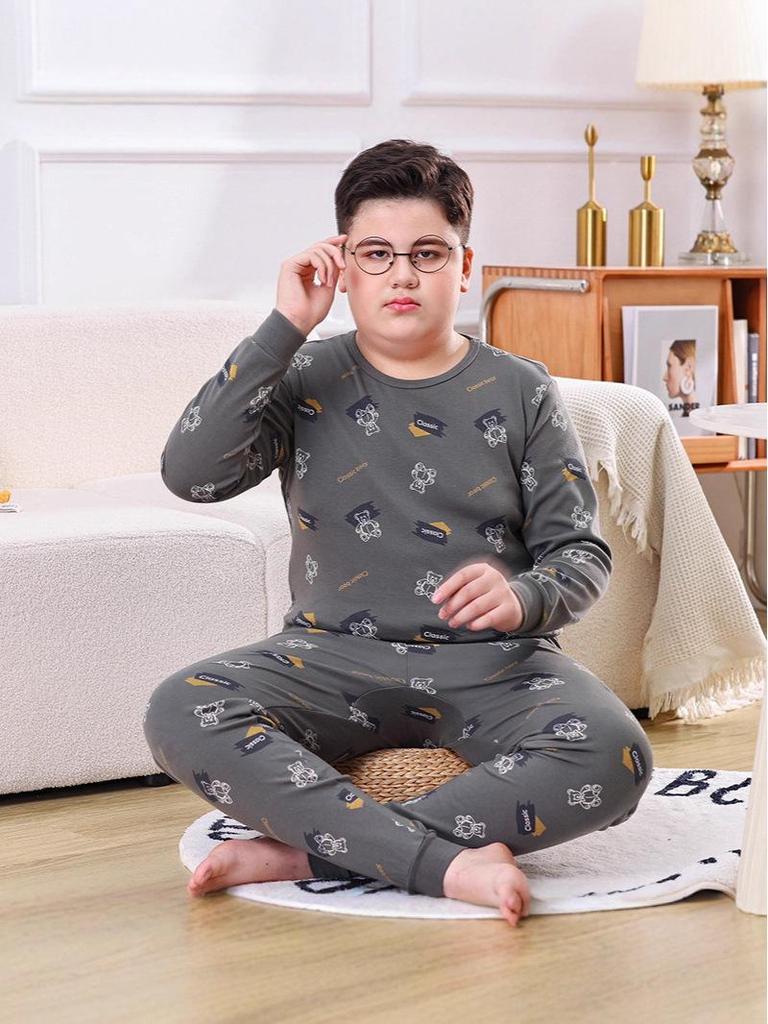 Kids' Pure Cotton Pajama Set: Warm Long-Sleeve Tops & Pants for Boys & Girls - Autumn & Winter