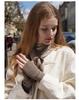 Women's Cashmere Knit Striped Half-Finger Winter Gloves