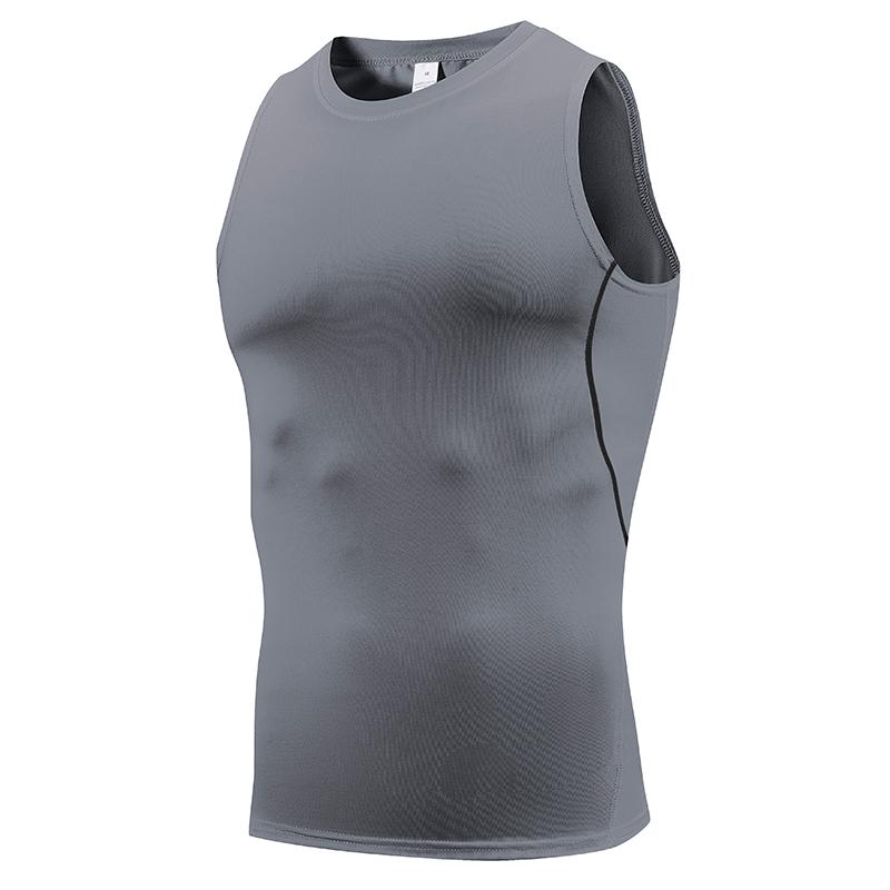 Men's Compression Tank Tops Gym Workout Running Sport Vest Summer Athletic Sleeveless Undershirt Base Layer Quick Dry Stretchy