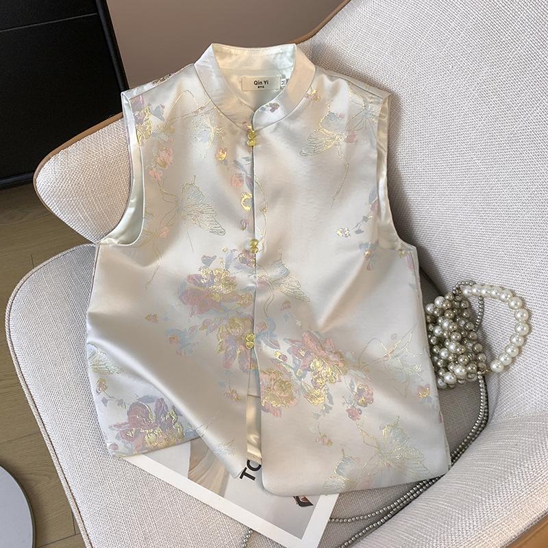 

2025 Retro Chinese Frog Button Embroidered Women s Vest Cardigan Medium