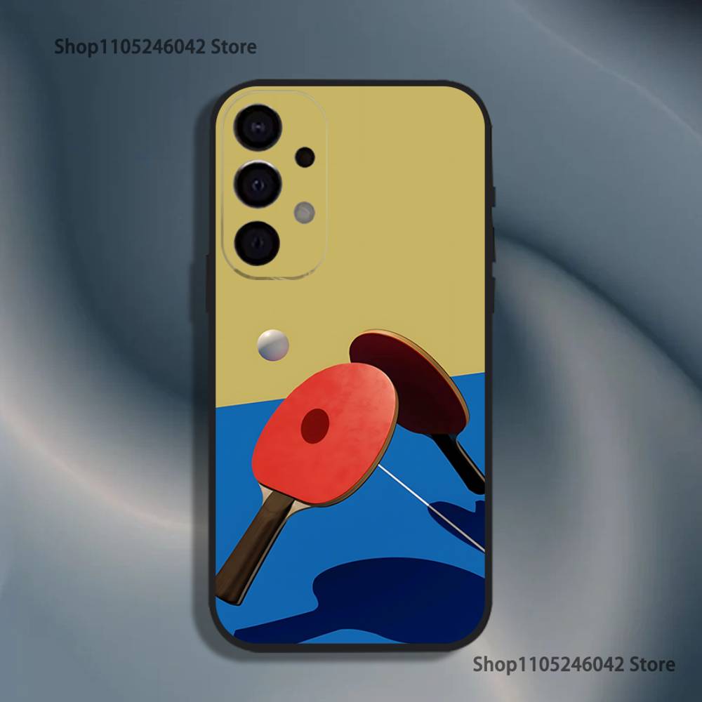 Table Tennis Racket Ping Pong Shockproof Phone Case For Samsung S25,S24,S21,S22,S23,S30,Ultra,S20,Plus,Fe,Lite,5G Black Cover