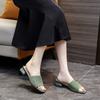 The New Style of Women's Shoes Can Be Worn with Square-toed, One-shoulder Thick Heels and Fashionable Flip-flops