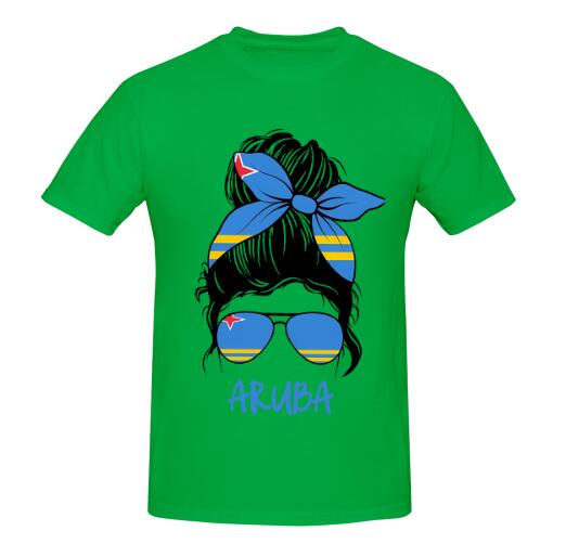 Aruba Flag Girl T-Shirt White Short Sleeve for Women Holiday National Day Clothing Streetwear