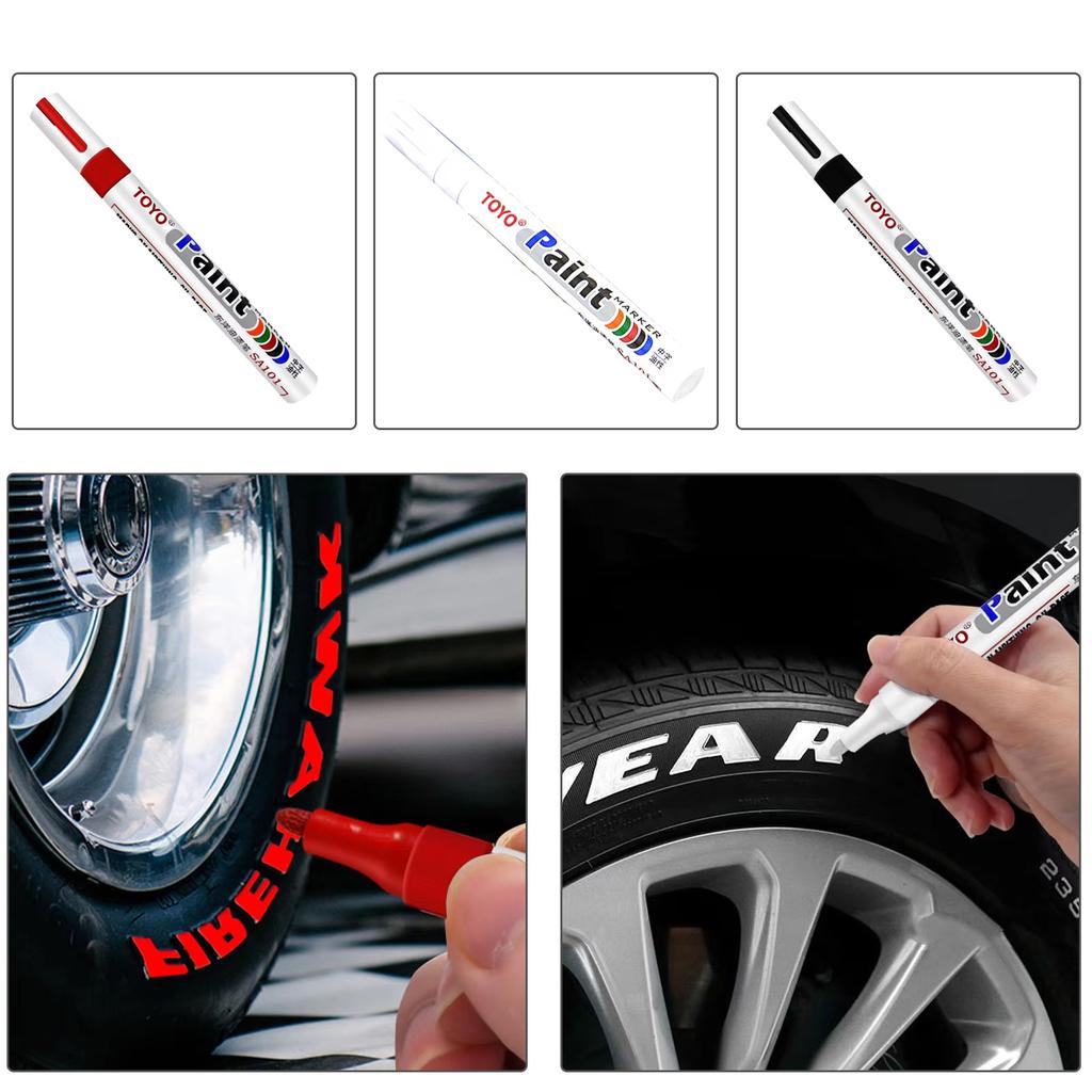 White Waterproof Cars Wheel Tire Oily Mark Pen Auto Rubber Tyre Paint Pen Cd Metal Permanent Paint Marker Graffiti Touch Up Touchup Paint2