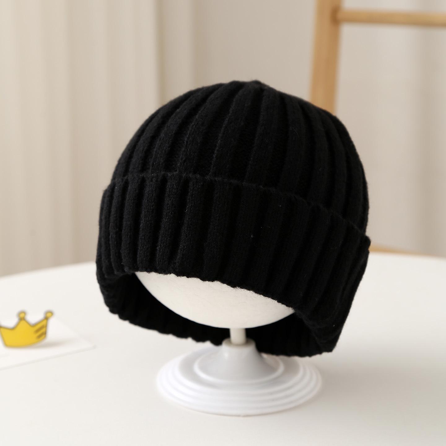 

Осенняя вязаная однотонная детская шерстяная шапка-пуловер для мальчиков и девочек 3 months to 5 years, 42-53 cm