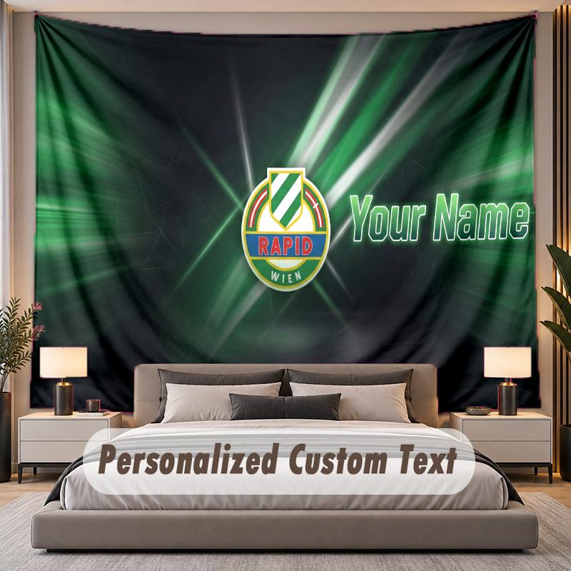 Custom Name Text Tapestry Rapid Wien FC Personalized Polyester Wall Tapestry For Bedroom And Room