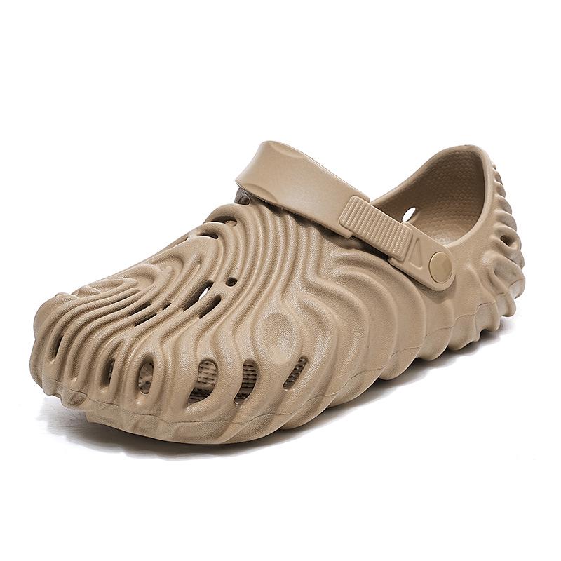 Men's 2025 Summer EVA Thick Sole Open Toe Sandals - Soft Sole Beach and Outdoor Sports Slippers with Fingerprint Hole Design