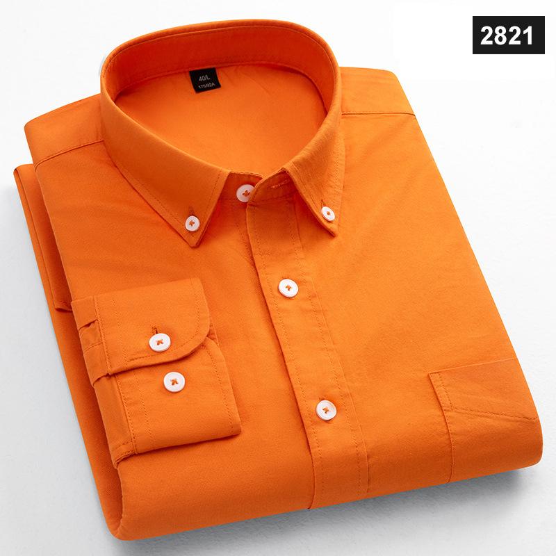 

Классическая модная хлопковая рубашка с длинным рукавом для мужчин, один карман, облегающий повседневный топ, мягкий оксфорд, однотонная офисная одежда XL
