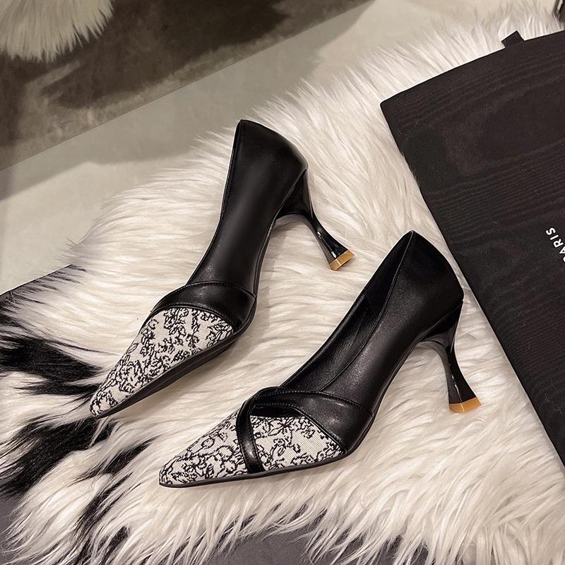 Fashion Elegant Mid Heels Women Shoes Fashion Pointed Toe Shallow Sandals Summer Classical Pumps 2025 New Brand Party Sandalias De Mujer