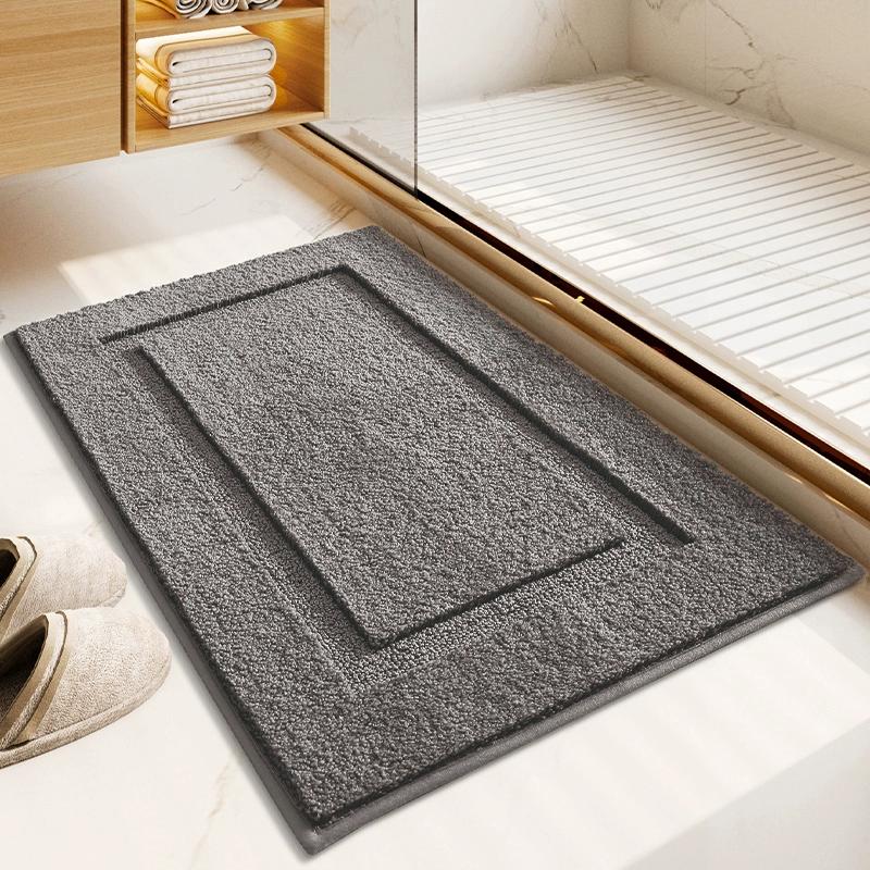 Tappetino da Bagno Monocolore, Tappetino da Bagno in Microfibra Floccata con Texture 3D, Asciugatura Rapida & Antiscivolo, Tappeti Assorbenti Ispessiti